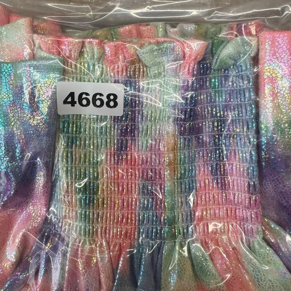 Queen of Sparkles rainbow tie dye smocked party‎ club shorts size xs